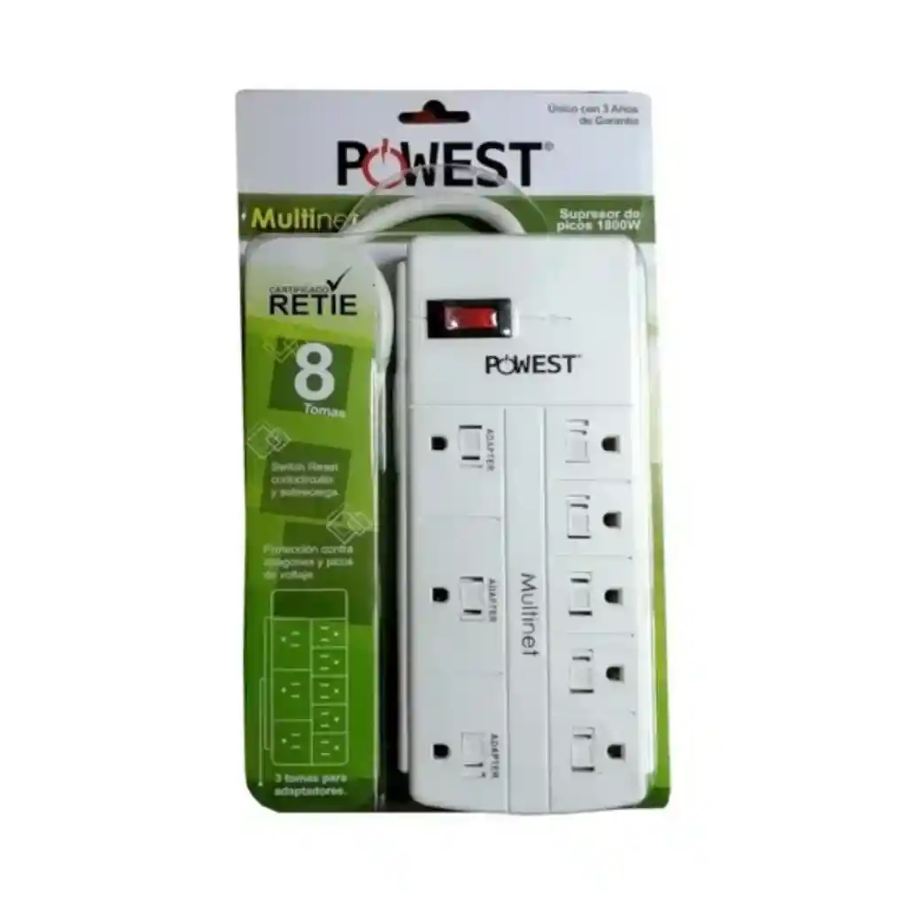 	 Multitoma Supresor De Picos 8 Salidas