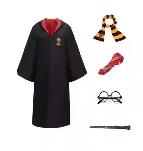 Kit Harry Potter Con Corbata, Barita Magica, Bufanda. Capa Y Gafas Para Adulto Disfraz Halloween Talla L