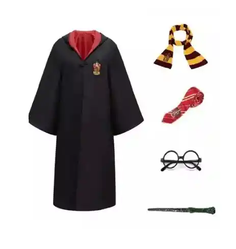 Kit Harry Potter Con Corbata, Barita Magica, Bufanda. Capa Y Gafas Para Adulto Disfraz Halloween Talla L