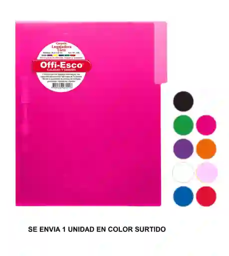 Carpeta Plástica Carta Con Gancho Legajador Colores Surtidos Oe-808