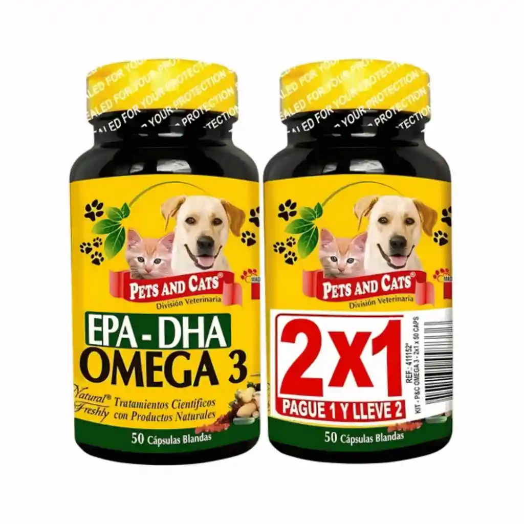 Omega 3 Para Mascotas Epa Dha X 50 Capsulas Promo X 2 Tarros