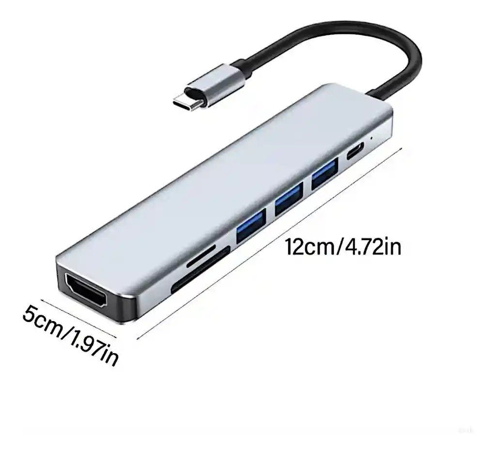 Dock Station Tipo C 7 En 1 Hdmi Hub Usb 3.0 Usb C T Micro Sd