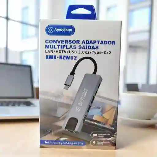 Hub 6 En 1 Convertidor Tipo C X2 / Hdmi /usb 3.0 /lan