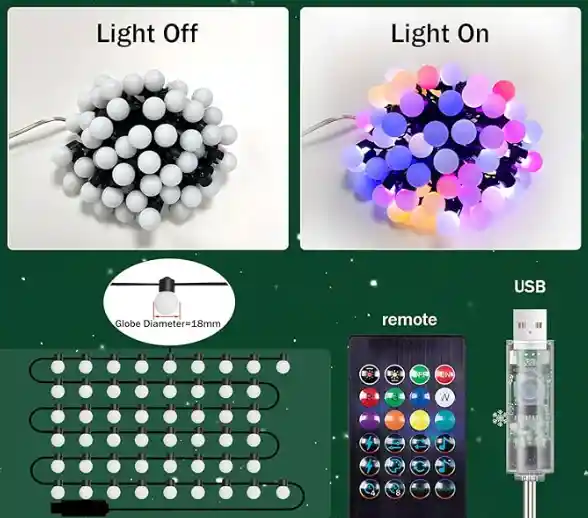 Guirnalda De Bolas De Luz Light Usb 15m