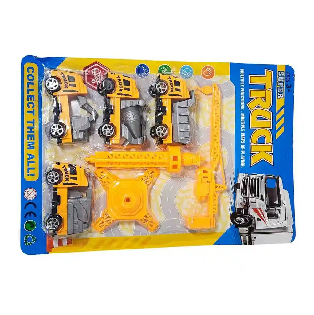 Camiones Construccion Set + Grua Juguete Niños Constructor