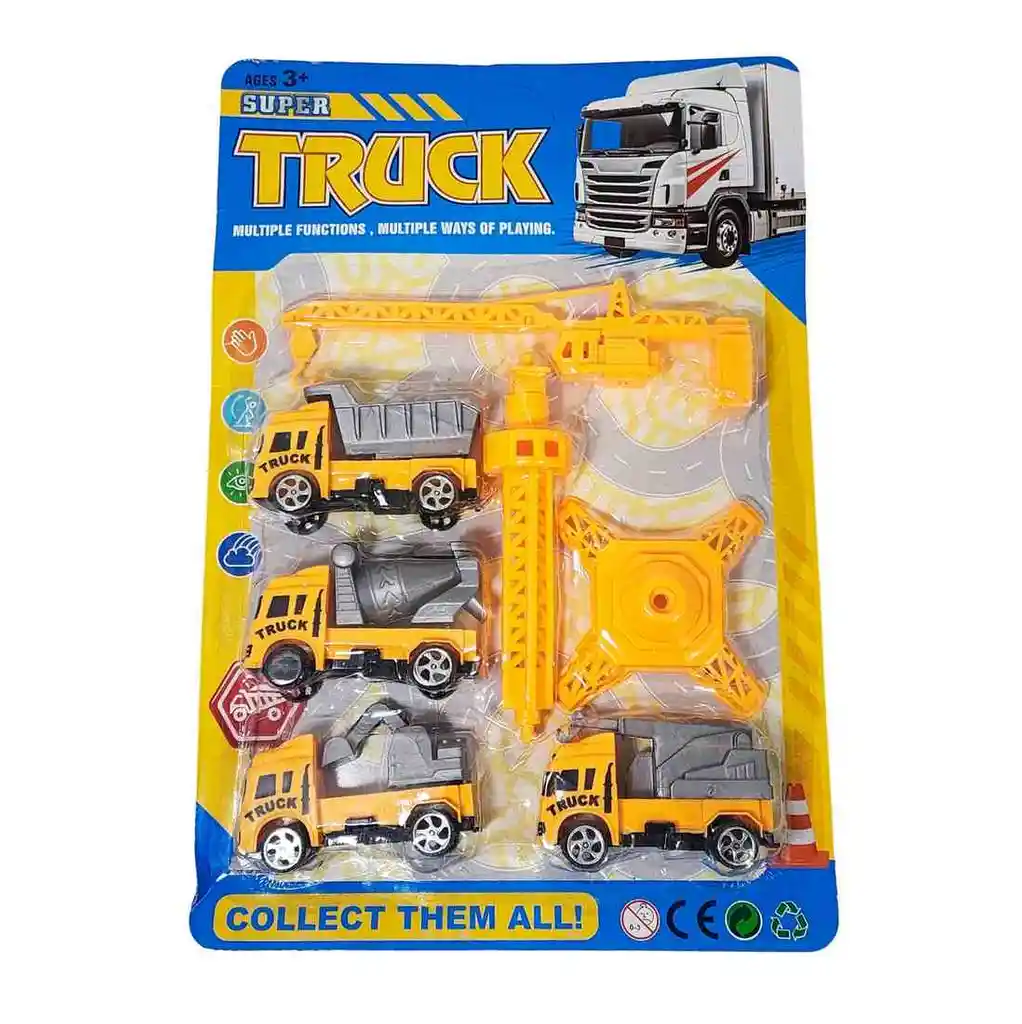 Camiones Construccion Set + Grua Juguete Niños Constructor