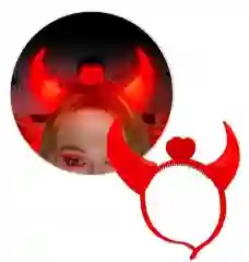 Diadema De Diabla Cuernos Color Rojo Con Luz Para Halloweeen