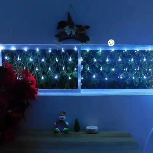 Cenefa Luz Navidad 6 Metros X 45 Cm De Caida Luz Blanca