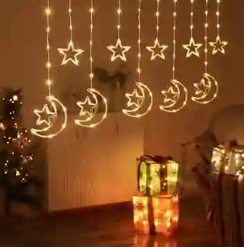 Cortina Luces De Luna Estrellas, Led Usb 3m Calida