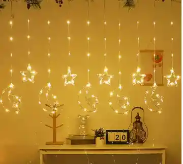 Cortina Luces De Luna Estrellas, Led Usb 3m Calida