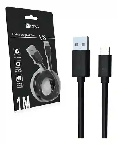 Cable De Datos V8 2.1a A Usb 1m 1hora Cab177-b Carga Rápida
