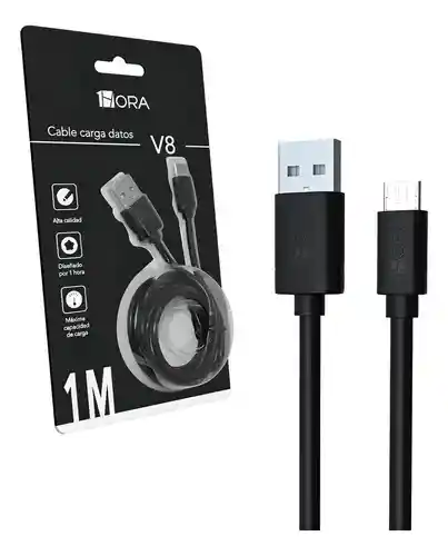 Cable De Datos V8 2.1a A Usb 1m 1hora Cab177-b Carga Rápida
