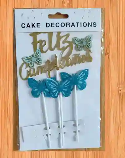 Topper Decoracion Con Diseño De Feliz Cumpleaños Cartón Glitter