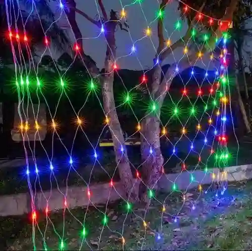 Malla Cable Blanco Luz De Colores 2 M X 1,8 M Luz Navidad