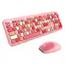 Combo Inalámbrico Teclado Y Mouse Mofii 666 Rosa