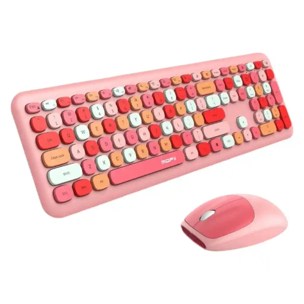 Combo Inalámbrico Teclado Y Mouse Mofii 666 Rosa