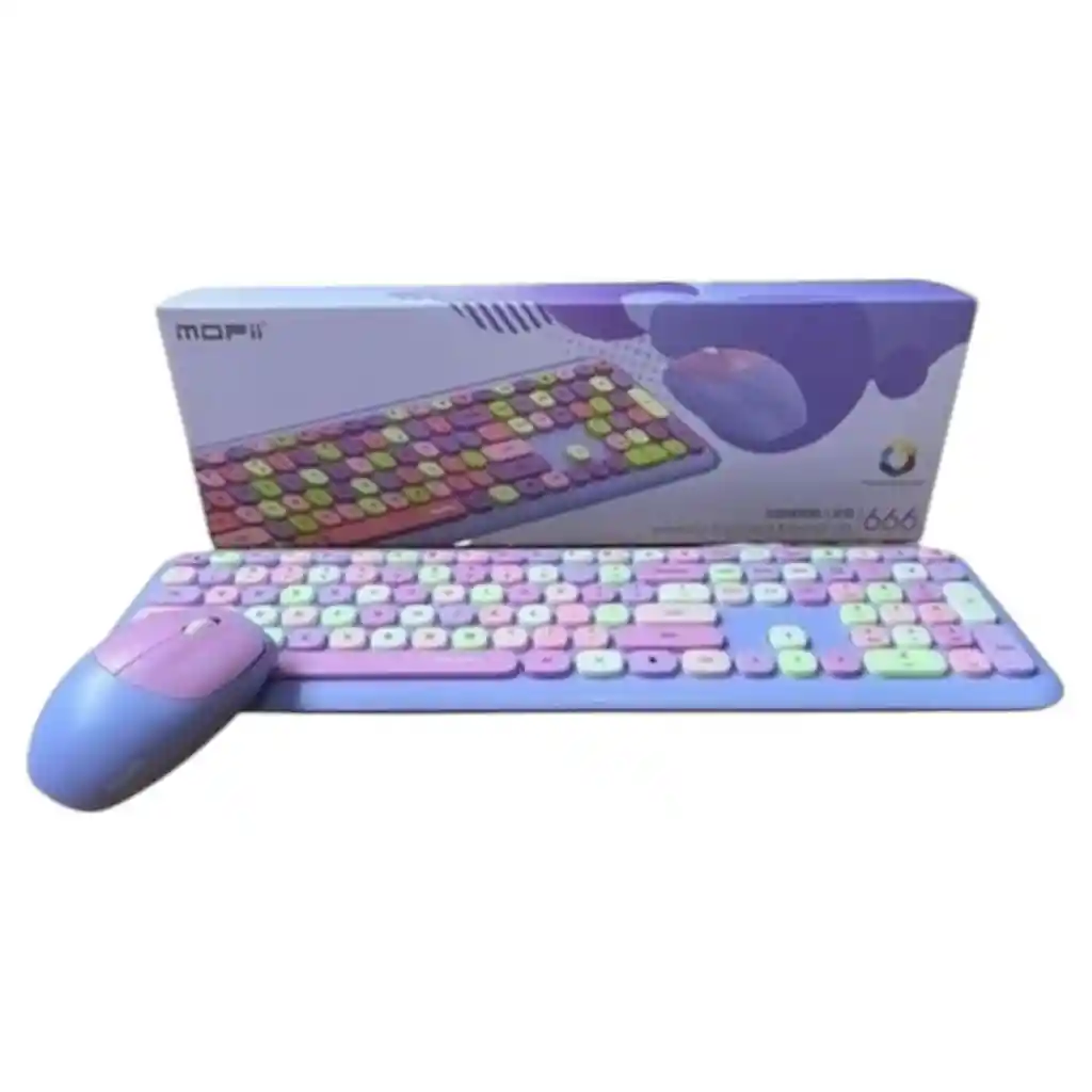 Combo Inalámbrico Teclado Y Mouse Mofii 666 Violeta