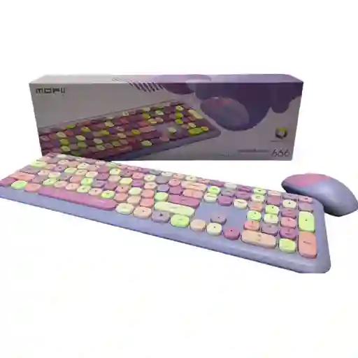 Combo Inalámbrico Teclado Y Mouse Mofii 666 Violeta