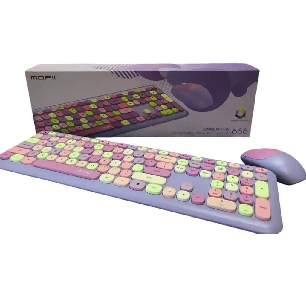 Combo Inalámbrico Teclado Y Mouse Mofii 666 Violeta