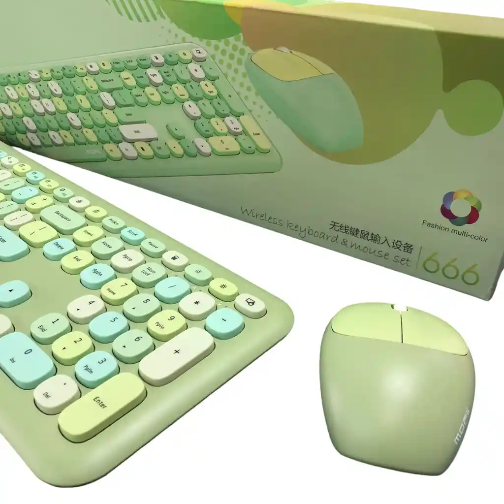 Combo Inalámbrico Teclado Y Mouse Mofii 666 Verde
