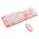 Combo Inalámbrico Teclado Y Mouse Silencioso Geezer Hello Bear Rosa