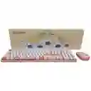 Combo Inalámbrico Teclado Y Mouse Silencioso Geezer Hello Bear Rosa