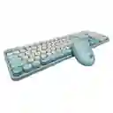 Combo Inalámbrico Teclado Y Mouse Silencioso Geezer Hello Bear Azul
