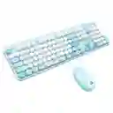 Combo Inalámbrico Teclado Y Mouse Silencioso Geezer Hello Bear Azul