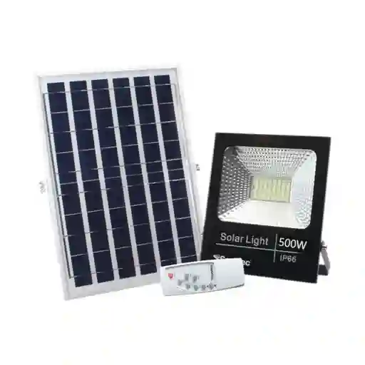 Foco Reflector + Panel Solar 500w + Control Remoto Para Exterior