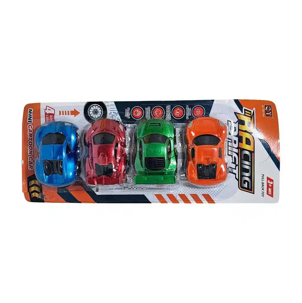 Carros Deportivos Metalizados Juguete Niños X 4 Unidades