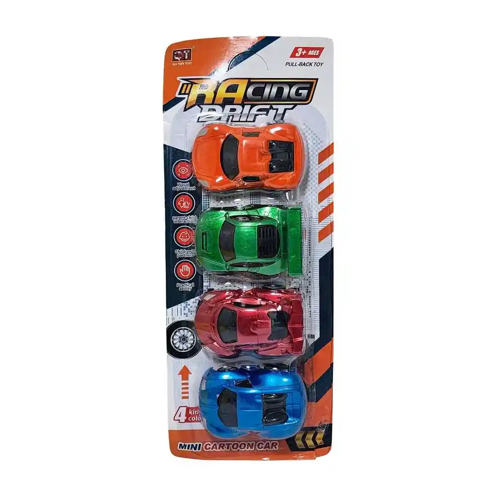 Carros Deportivos Metalizados Juguete Niños X 4 Unidades