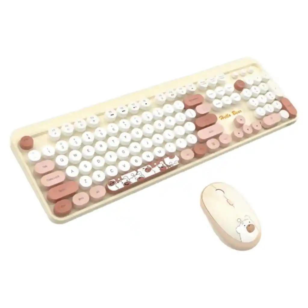 Combo Inalámbrico Teclado Y Mouse Silencioso Geezer Hello Bear