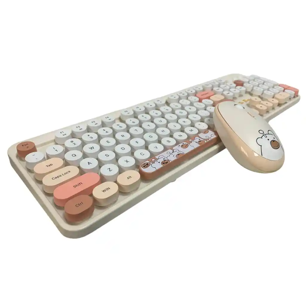 Combo Inalámbrico Teclado Y Mouse Silencioso Geezer Hello Bear