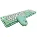 Combo Inalámbrico Teclado Y Mouse Silencioso Geezer Hello Bear Verde