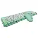 Combo Inalámbrico Teclado Y Mouse Silencioso Geezer Hello Bear Verde