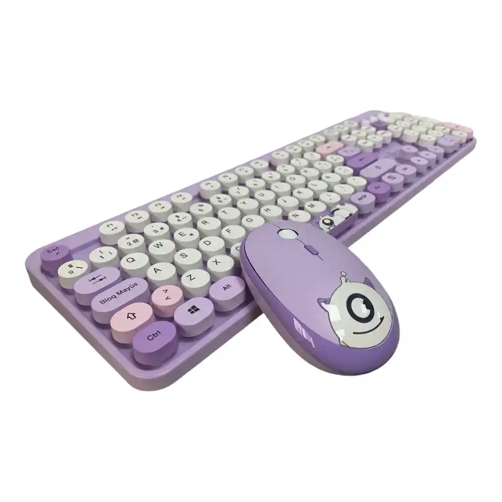 Combo Teclado + Mouse Inalambrico 2.4ghz Weibo Wb216 Con Ñ Violeta