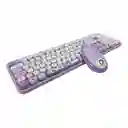 Combo Teclado + Mouse Inalambrico 2.4ghz Weibo Wb216 Con Ñ Violeta