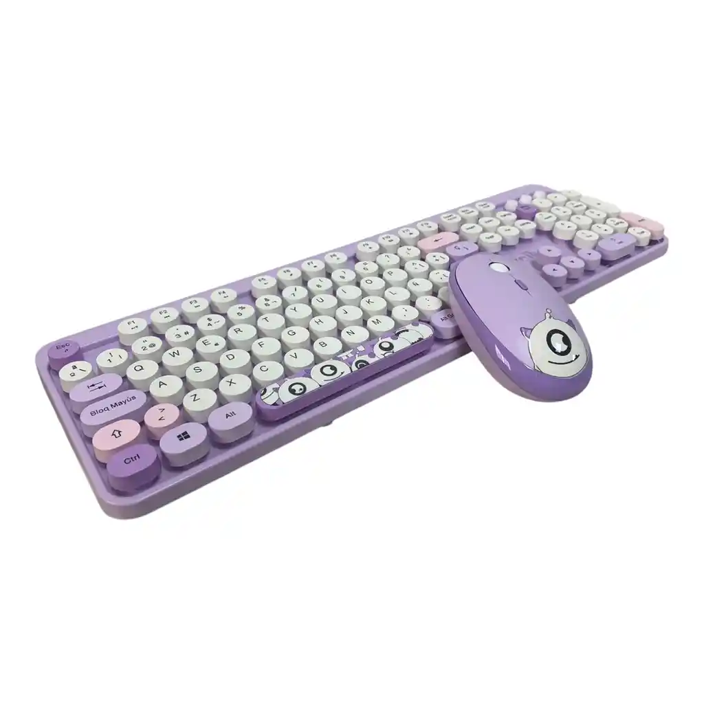 Combo Teclado + Mouse Inalambrico 2.4ghz Weibo Wb216 Con Ñ Violeta