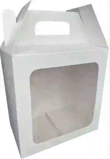 Caja De Carton Con Acetato Forma De Lonchera Color Blanco Para Regalo 11 X 11 X 12 Cm