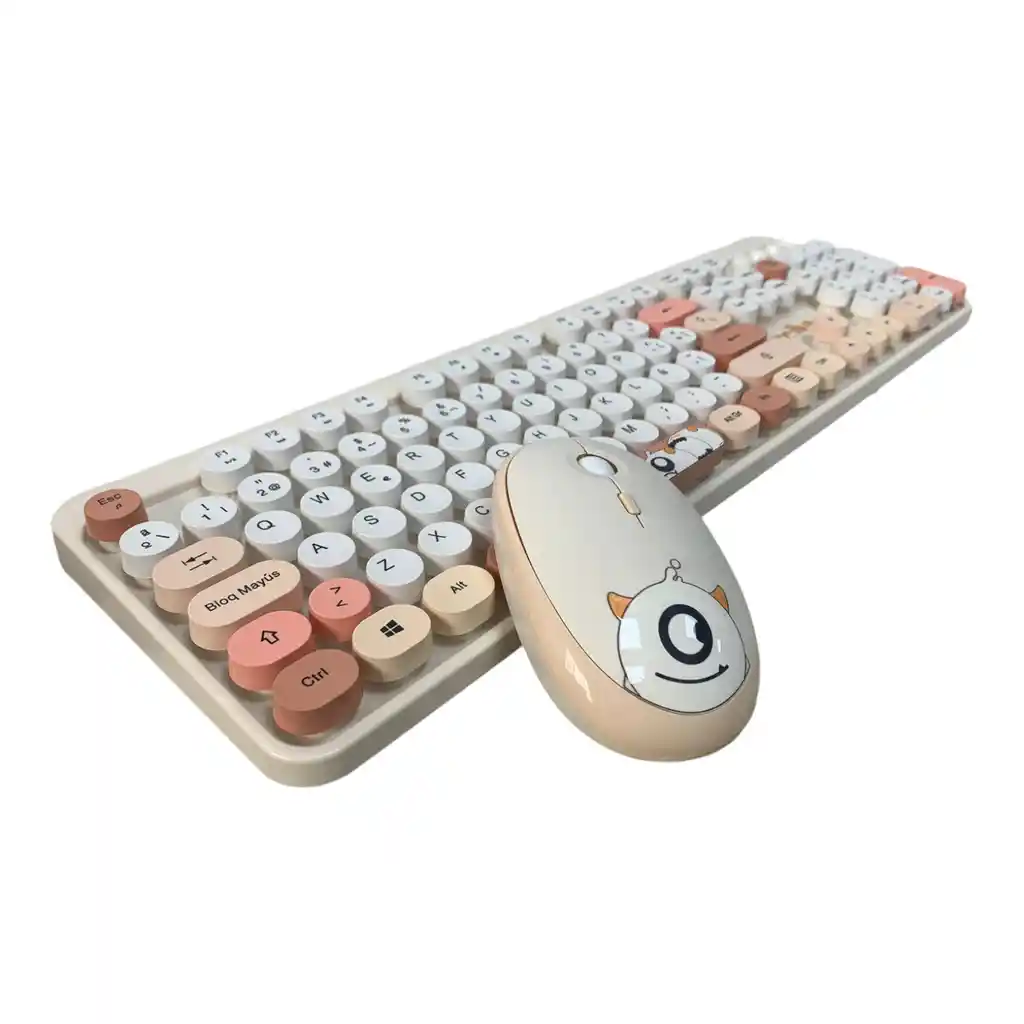 Combo Teclado + Mouse Inalambrico 2.4ghz Weibo Wb216 Con Ñ Marron