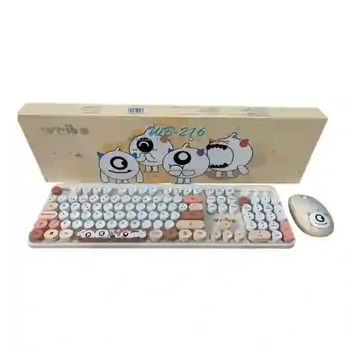 Combo Teclado + Mouse Inalambrico 2.4ghz Weibo Wb216 Con Ñ Marron