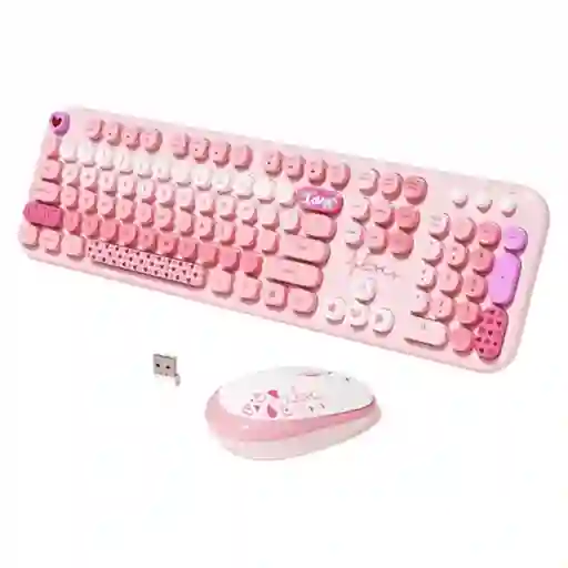 Combo Inalámbrico Teclado Y Mouse Mofii Lovely Silencioso Color Rosa