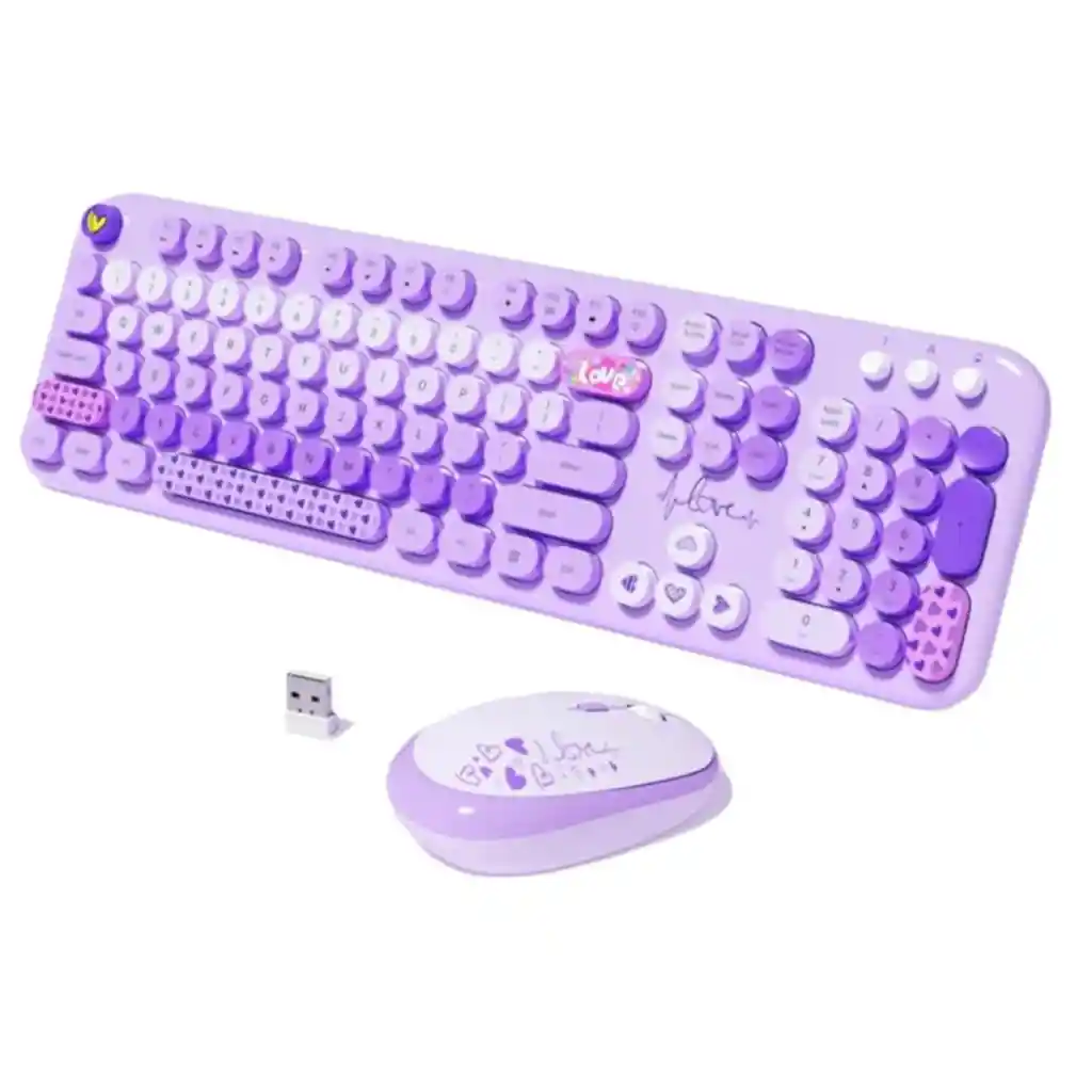 Combo Inalámbrico Teclado Y Mouse Mofii Lovely Silencioso Color Violeta