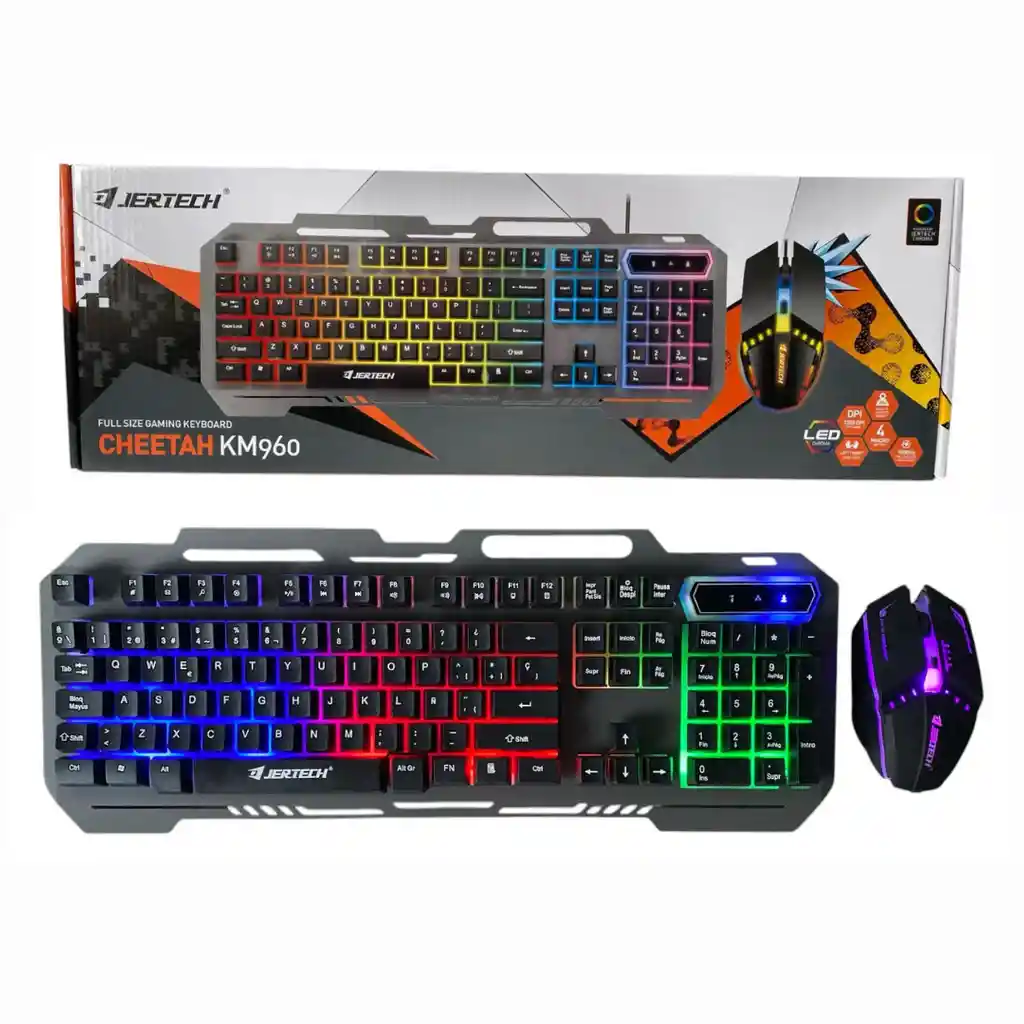Combo Teclado+mouse Gaming Base Aluminio Retroiluminado Rgb Marca Jertech
