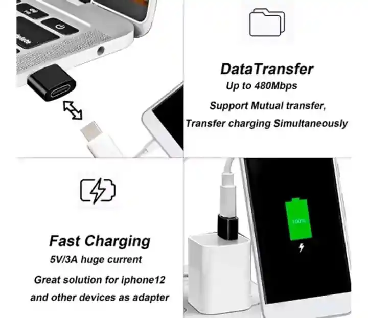 Convertidor Usb C Hembra A Usb Macho Adaptador, Tipo C A Usb