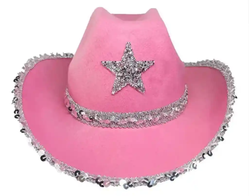 Sombrero De Vaquera De Color Rosado Con Lentejuelas Y Diseño Con Corona Para Niña O Dama para halloween