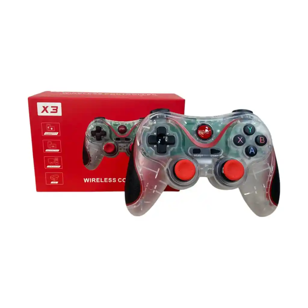 Control Bluetooth X3 Transperente + Soporte Para Celular Y Pc