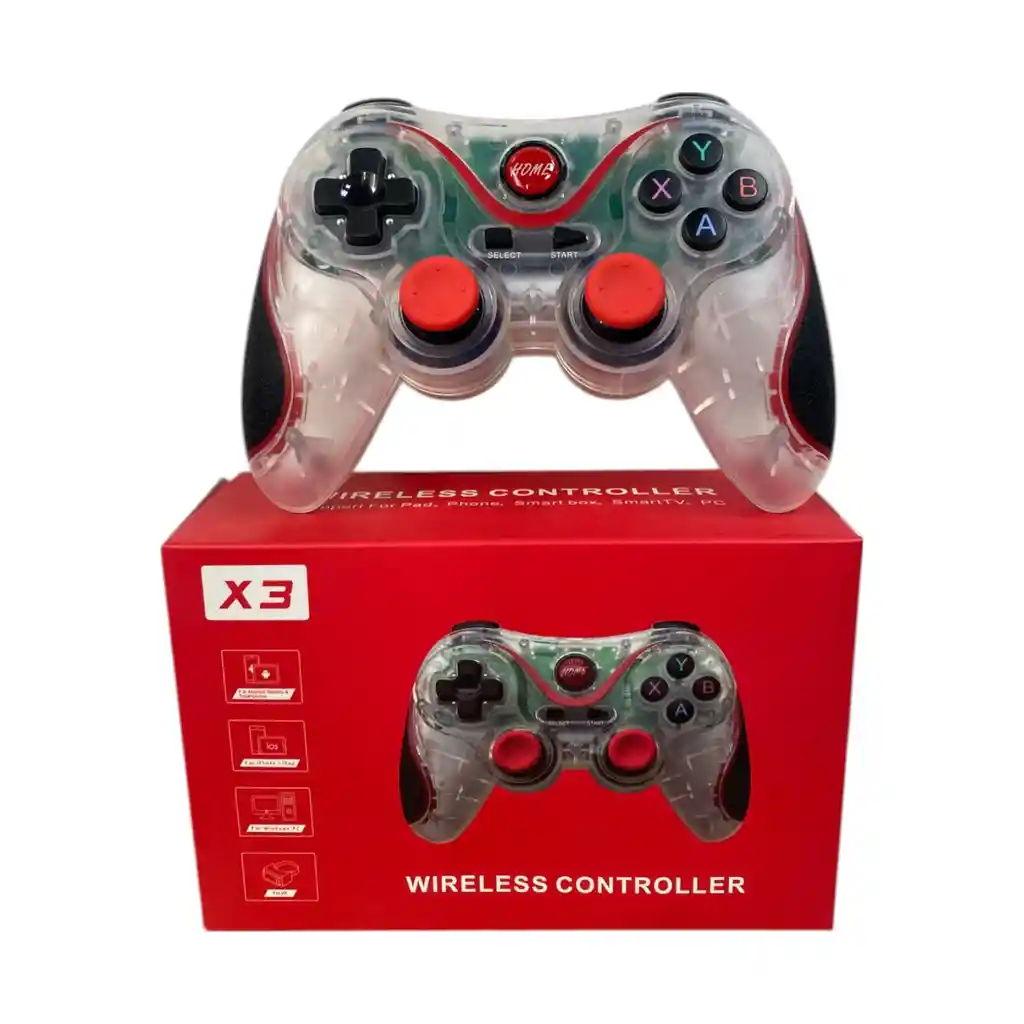 Control Bluetooth X3 Transperente + Soporte Para Celular Y Pc