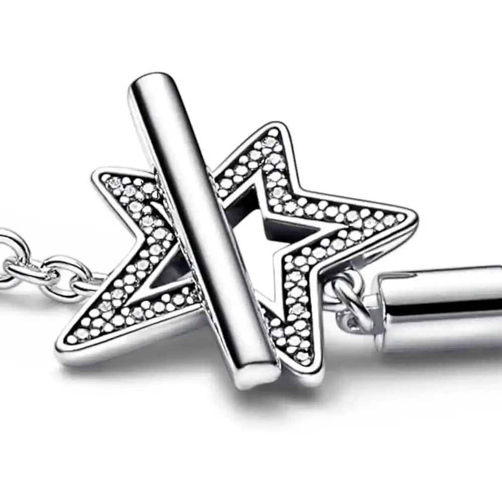 Pulsera Brazalete Pandora Con Barra En T Yestrella 592357c01 Plata 925 - 18cm