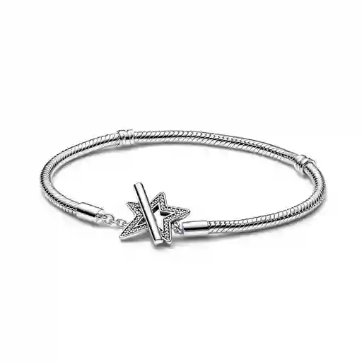 Pulsera Brazalete Pandora Con Barra En T Yestrella 592357c01 Plata 925 - 18cm